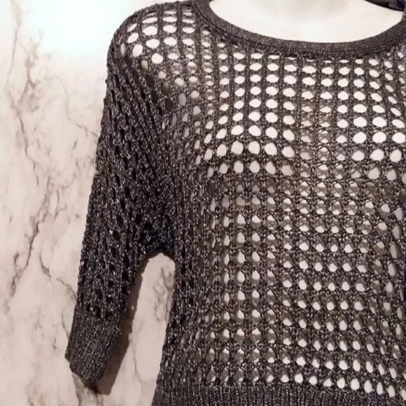 Express Open Crochete Crop Top Gray XSmall - Picture 2 of 2